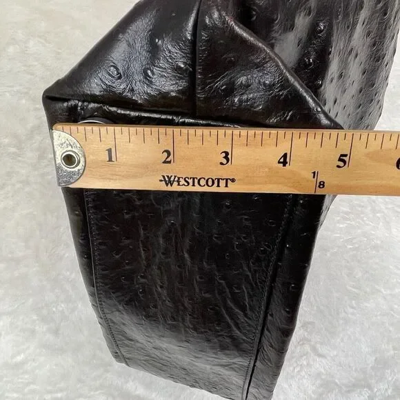 Vtg Dooney and Bourke Purse Shoulder Bag Brown Ostrich Leather - Picture 10 of 15